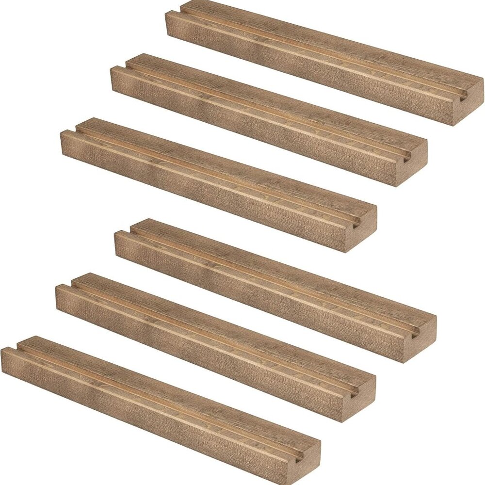 Wood Vinyl Record Floating Shelf Wall Mount 6 Pack Barnwood Record Album Holder
